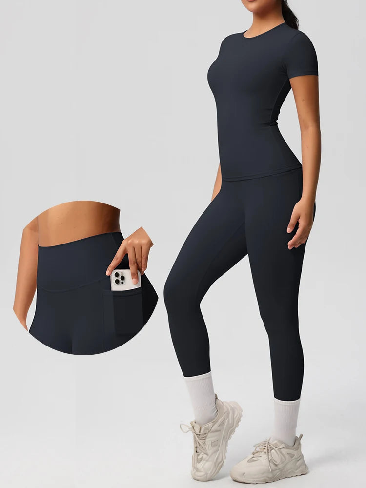 Women 2pcs Patchwork Sport Yoga Suit