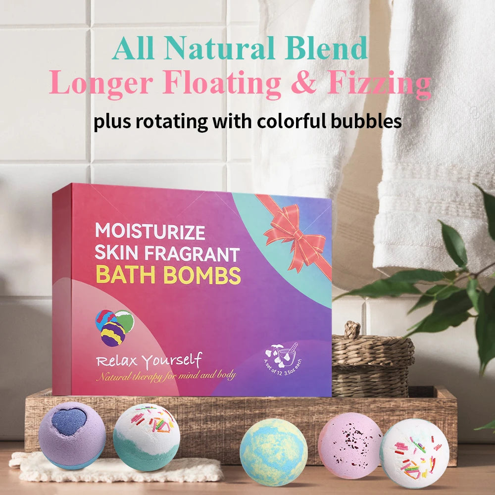 Bath Bombs Gift Set - 12Pack Handmade Natural & Organic Ingredients, Spa Relaxing
