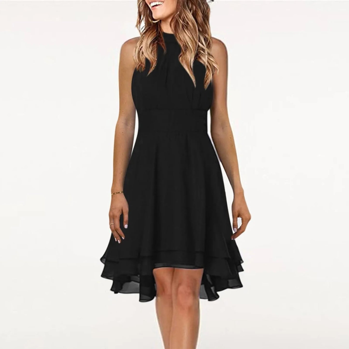 Solid Color Sexy Off-Shoulder Sleeveless Dress