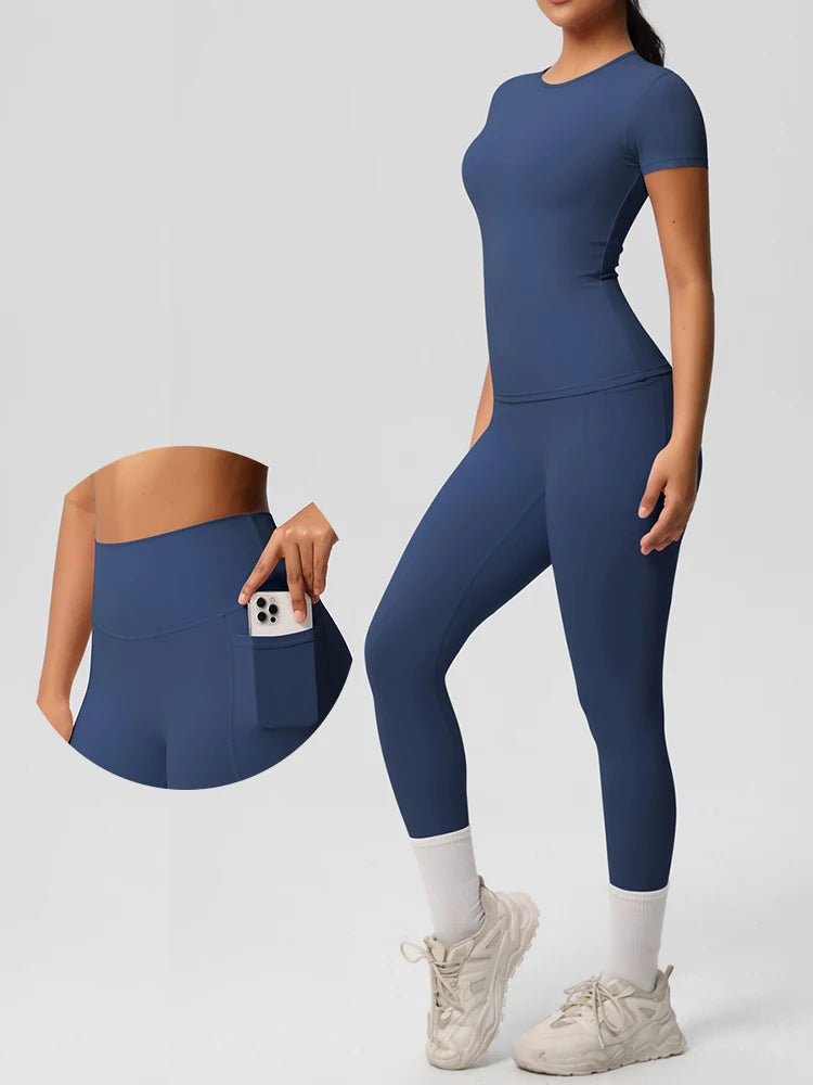 Women 2pcs Patchwork Sport Yoga Suit