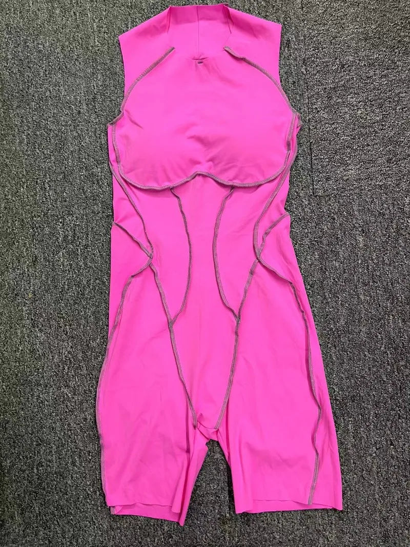 1 piece Sexy jumpsuit Hip-lifting Open Back Hollow-out Splicing