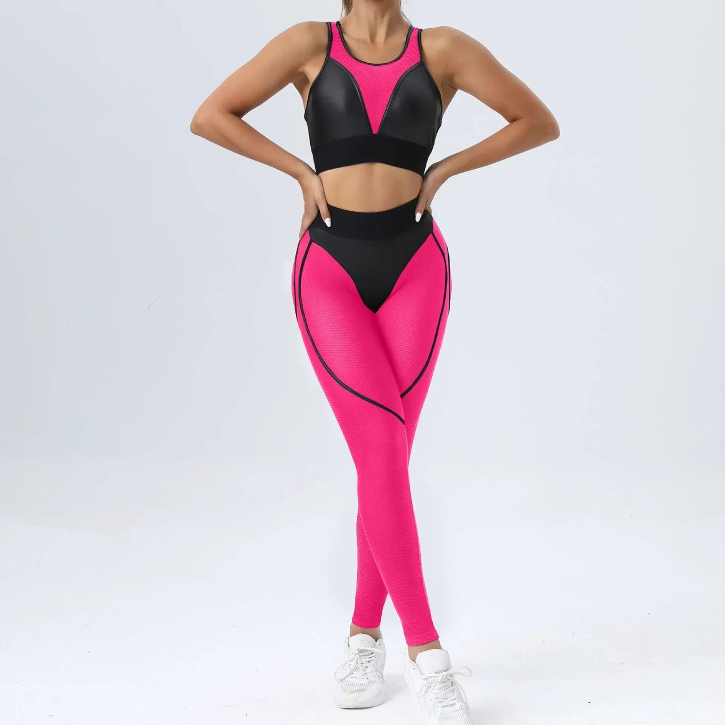 Patchwork Suit for Fitness Elastic Breathable Sport Set