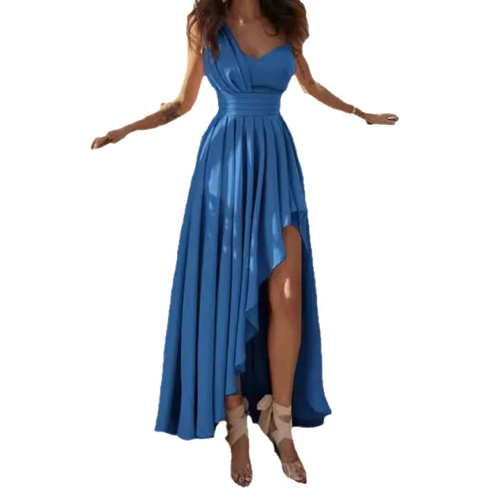 Sexy Evening Dresses Half High Collar Mid Calf Length