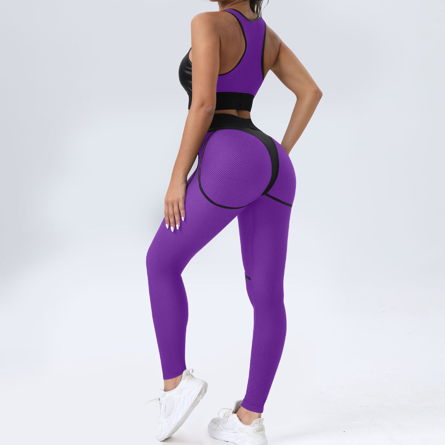 Patchwork Suit for Fitness Elastic Breathable Sport Set