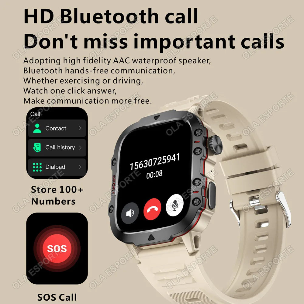 Military Smart Watch Men Outdoor Sports Fitness Tracker