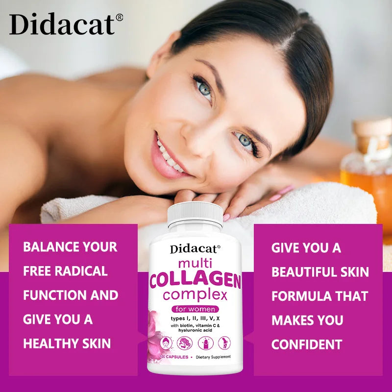 Multi-Collagen Complex - Biotin, Vitamin C, Hyaluronic Acid