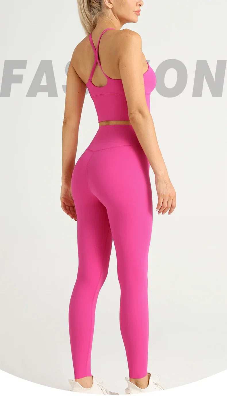 2 Piece Yoga Set Push Up Sports Bra Leggings