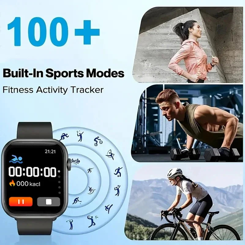 Smartwatch For Men and Women Android IOS Phone 1.73" Screen Bluetooth Call Blood Oxygen Pressure Monitoring Smart Watch Women