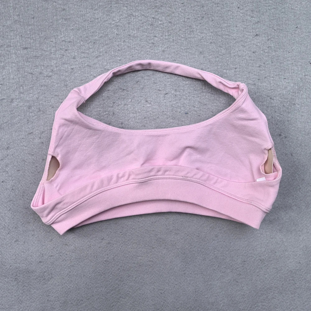 Halter Seamless Yoga Bra Padded Backless Crop Top Push Up