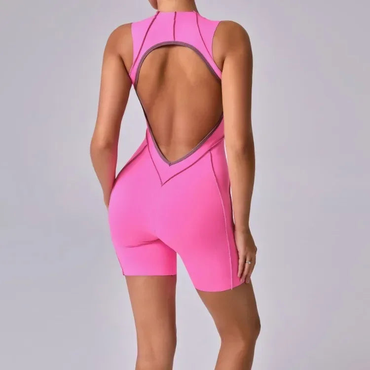1 piece Sexy jumpsuit Hip-lifting Open Back Hollow-out Splicing