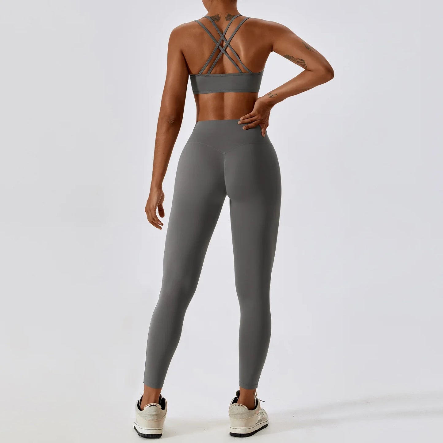 Yoga High Waist Leggings And Top Two Piece Set Seamless