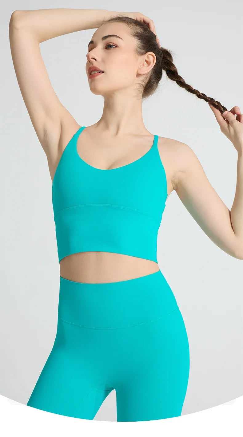 2PCS Yoga Set Crop Top High Waist Legging Fitness Bra Set Breathable