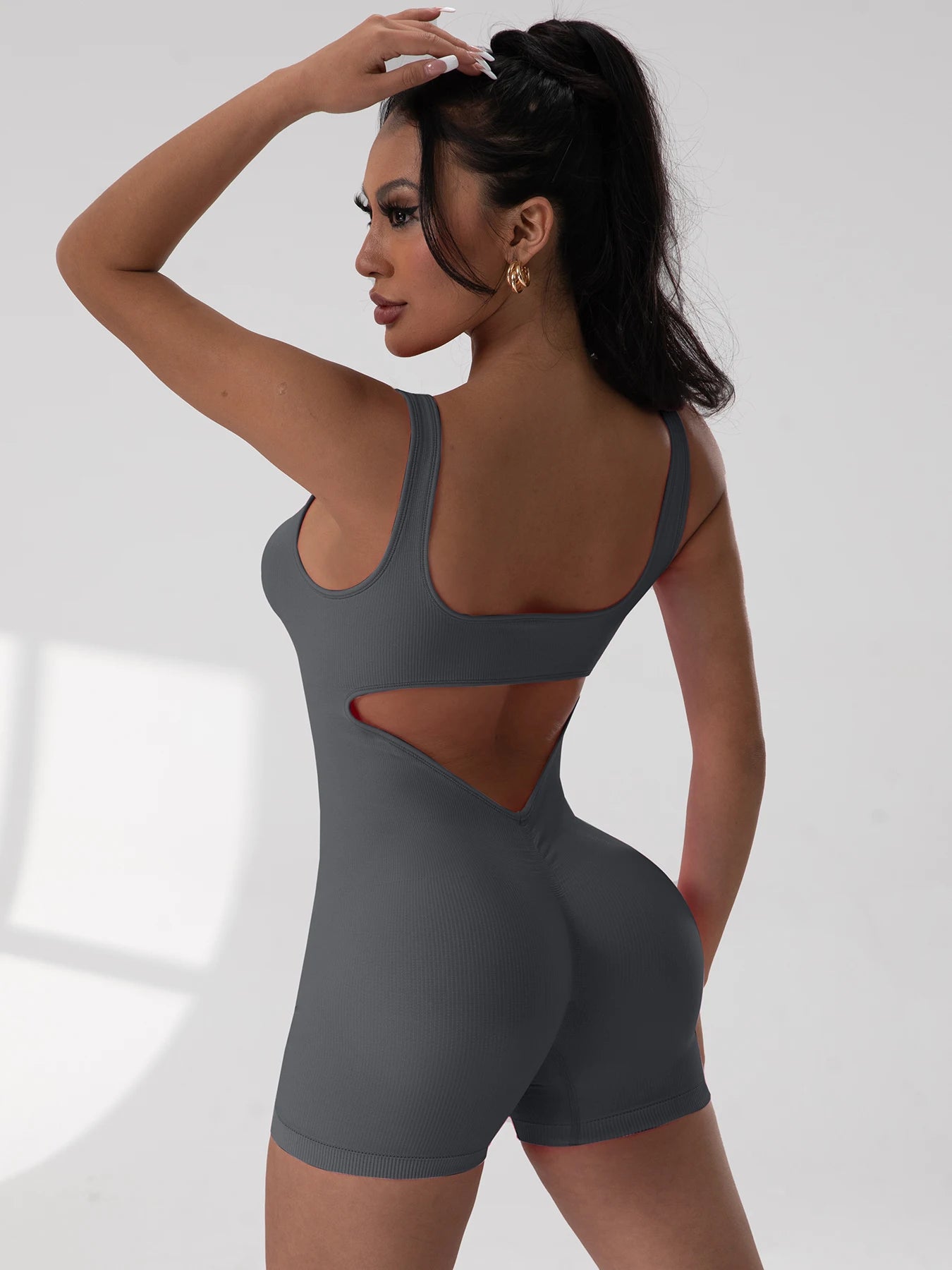 1PCS Backless Yoga Suit U Neck Sleeveless Without Bust Pads