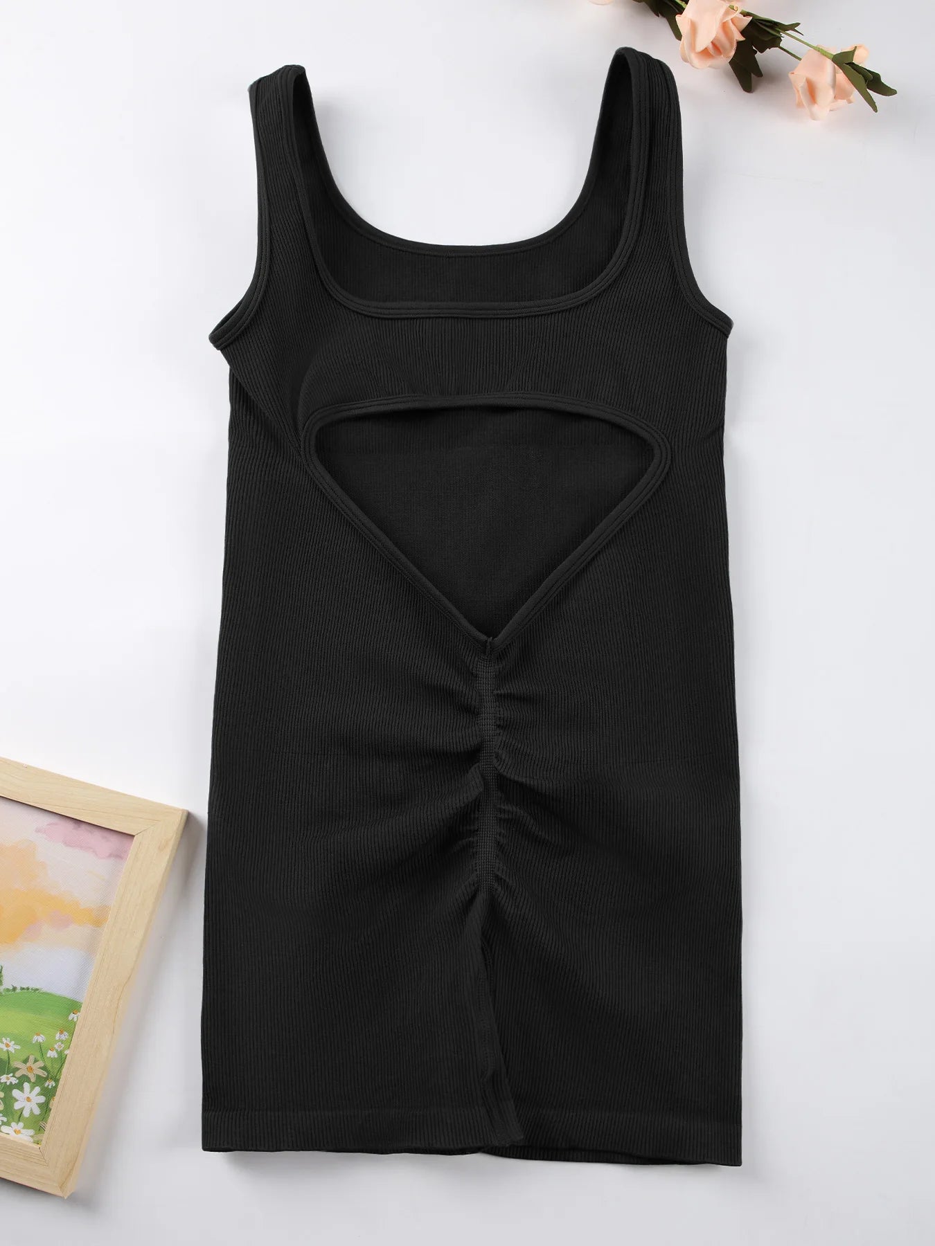 1PCS Backless Yoga Suit U Neck Sleeveless Without Bust Pads