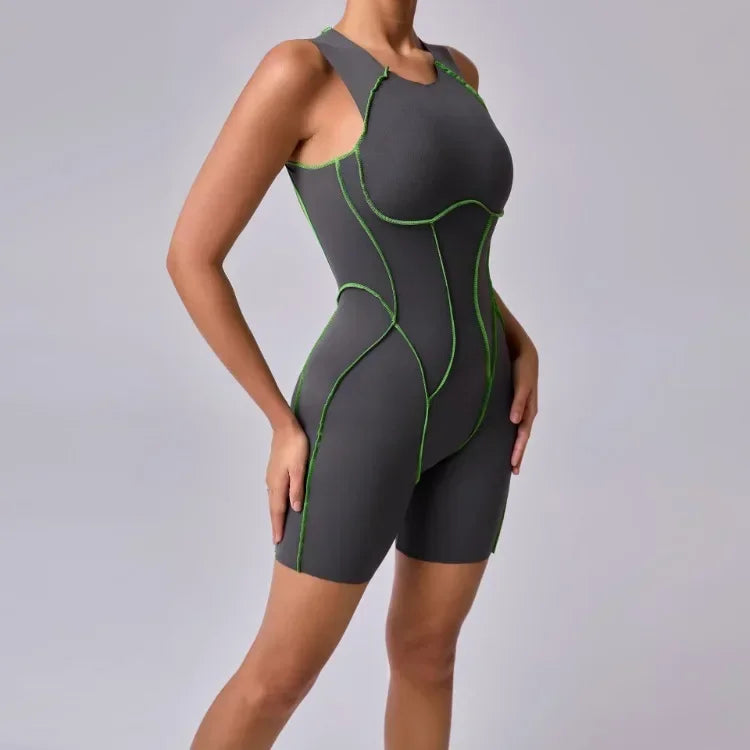 1 piece Sexy jumpsuit Hip-lifting Open Back Hollow-out Splicing