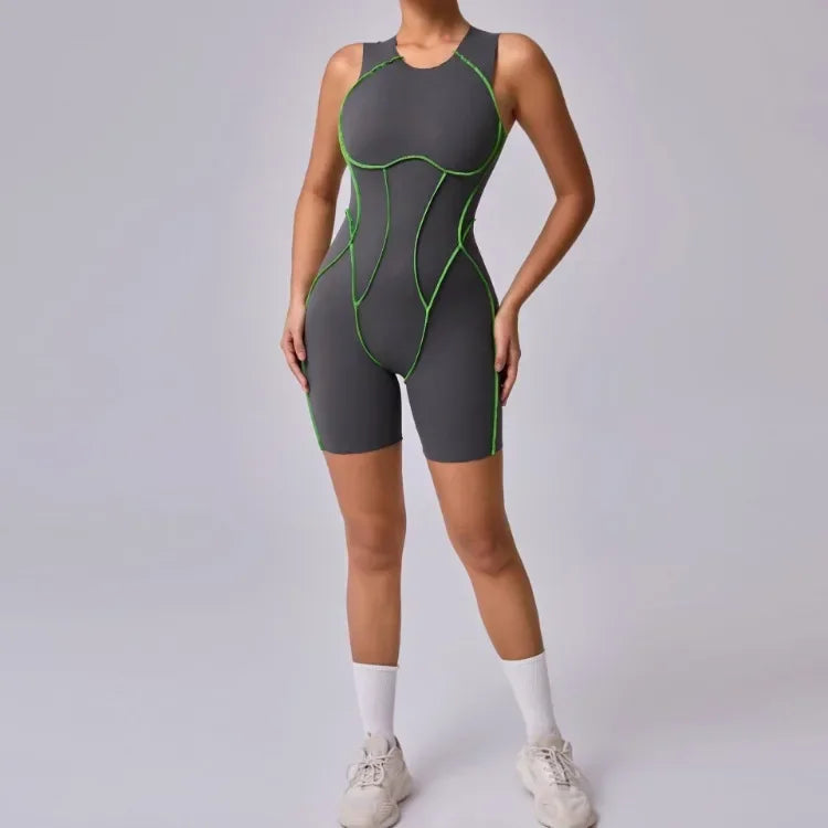 1 piece Sexy jumpsuit Hip-lifting Open Back Hollow-out Splicing
