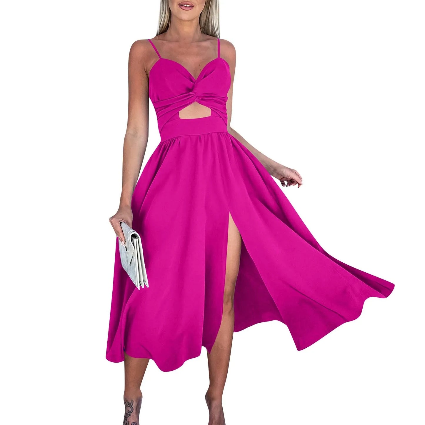 sexy party dresses V-Neck Big Swing Slimming Backless Sleeveless
