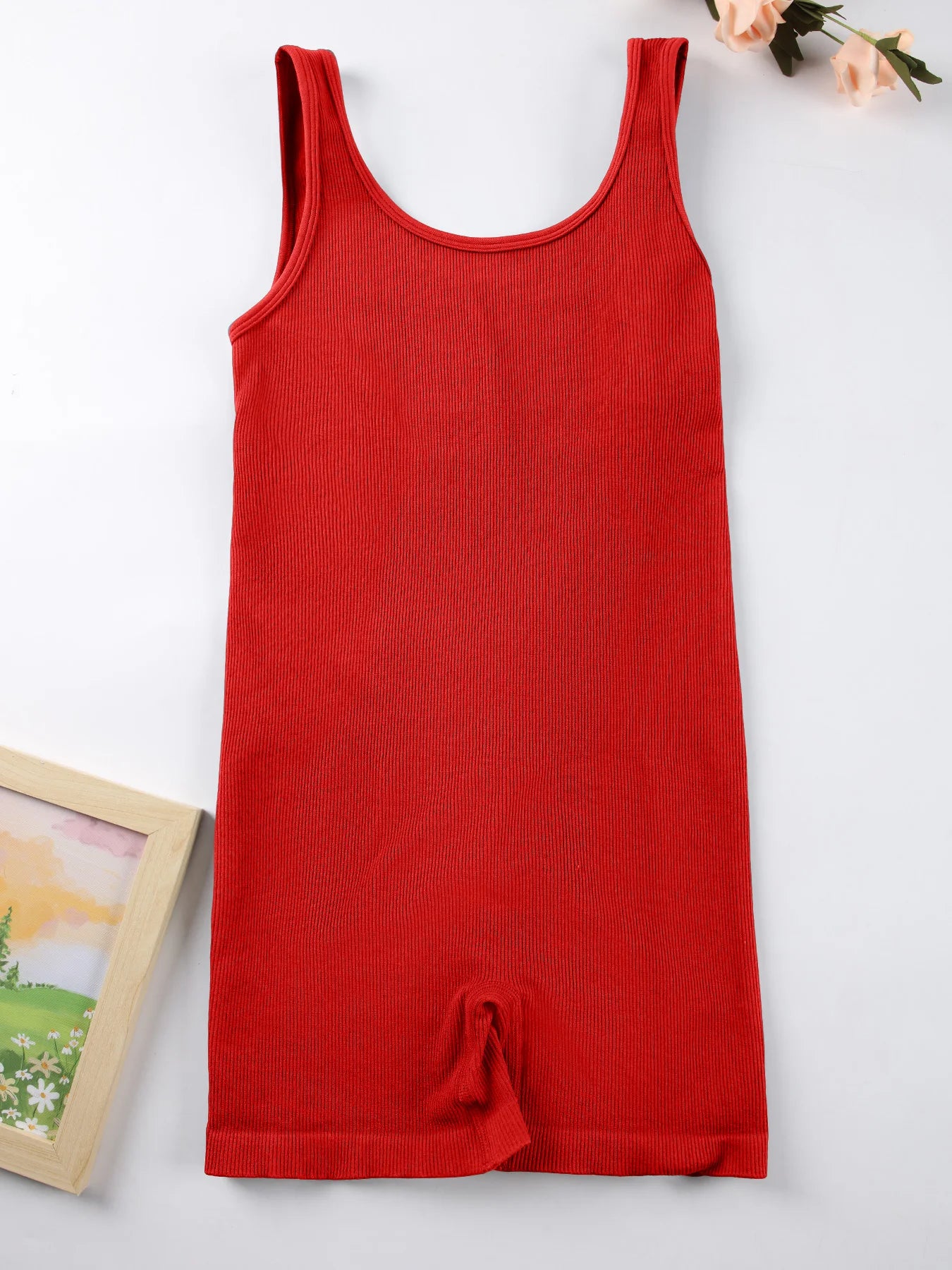 1PCS Backless Yoga Suit U Neck Sleeveless Without Bust Pads