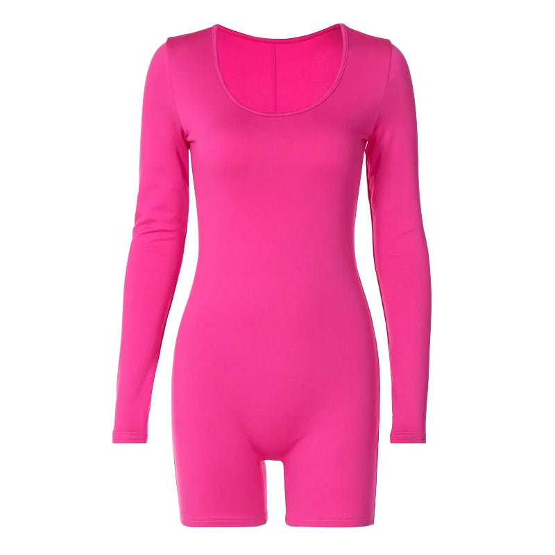 Playsuits For Women Long Sleeves O-Neck Rompers