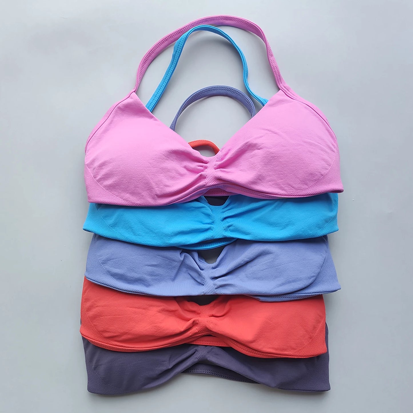 Sports Bra Strappy Backless Removable Cups