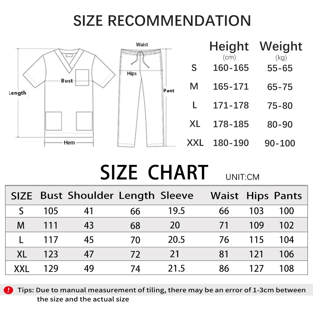 Surgical Uniforms Scrub Set Top Pants