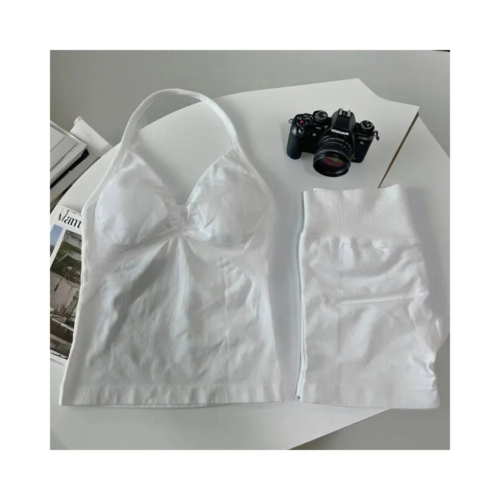 Yoga 2-piece Lace-up Tops and Shorts