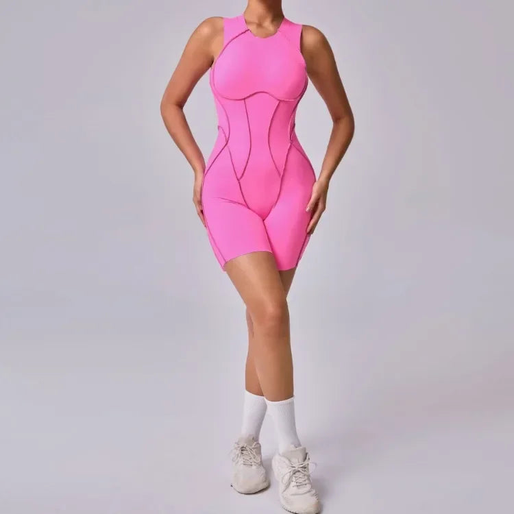 1 piece Sexy jumpsuit Hip-lifting Open Back Hollow-out Splicing