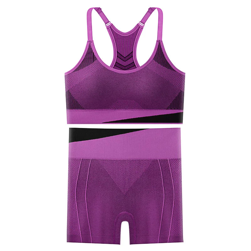 2 Piece Yoga Set Women Running Shorts and Sports Bra