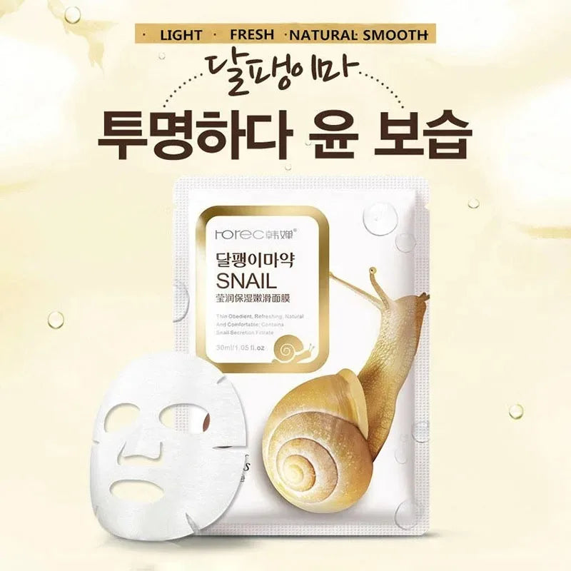 10pcs Snail Moisturizing Face Sheet Masks
