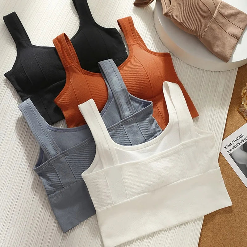 Breathable Anti-Sweat Fitness Top Seamless Yoga Bra Shockproof Crop Top Push Up Sport Bra