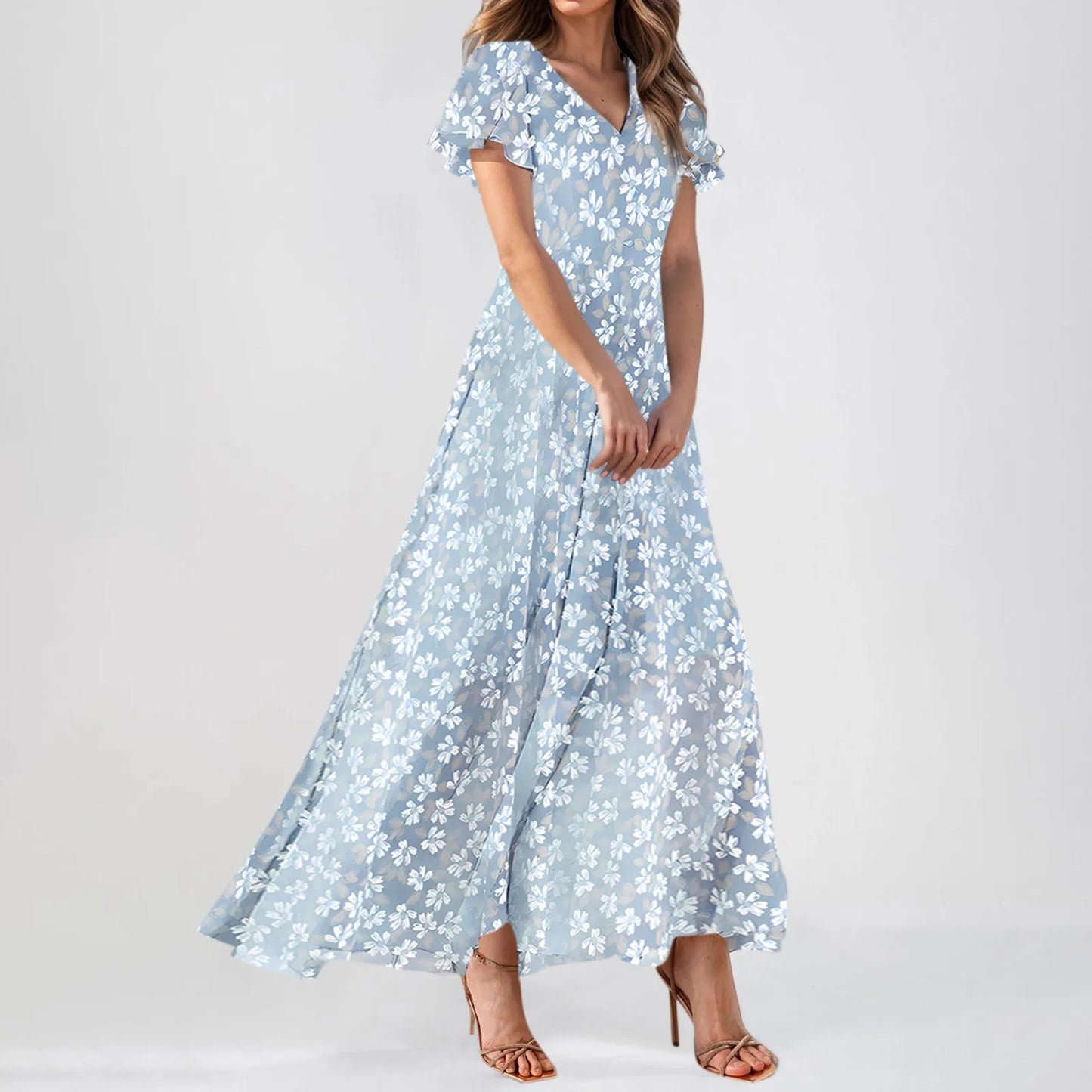 Short Sleeve Maxi Dresses Cute Floral