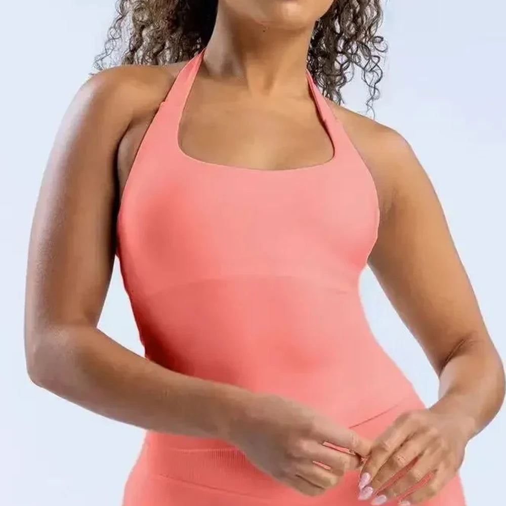 Halter Top Yoga Tank Removable Chest Pad