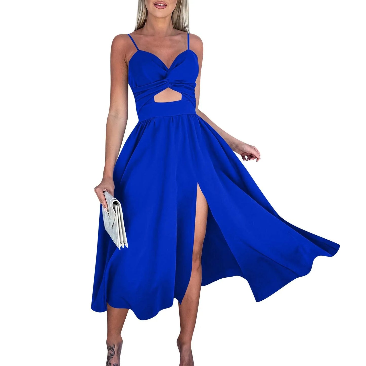 sexy party dresses V-Neck Big Swing Slimming Backless Sleeveless