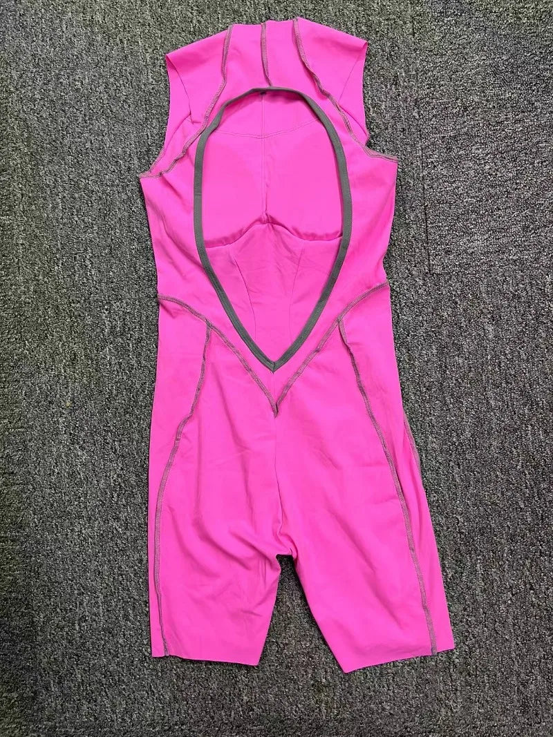 1 piece Sexy jumpsuit Hip-lifting Open Back Hollow-out Splicing