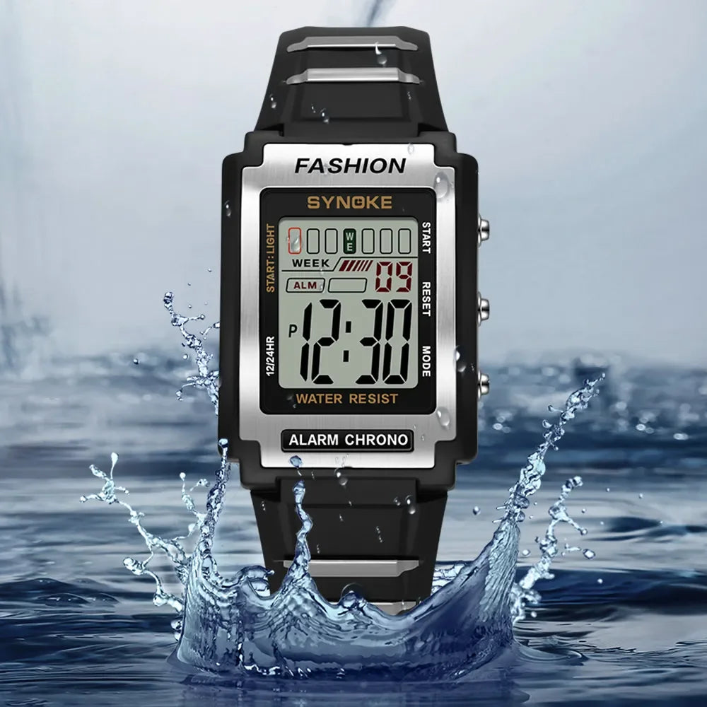 Men's Rectangular Sports Electronic Watch