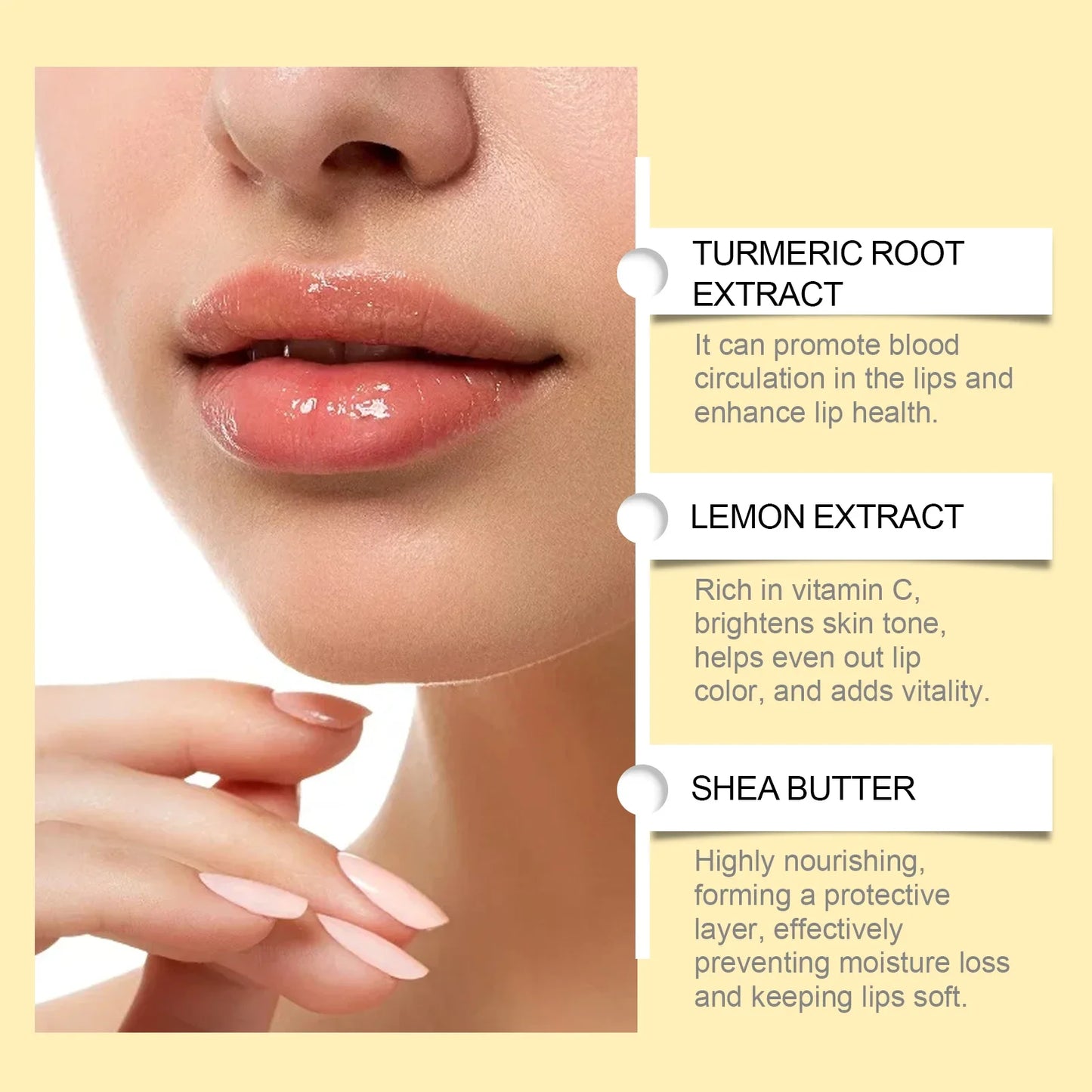 Ginger Lemon Lip Balm Mask Gloss Oil Exfoliating Clean Turmeric Dark Melanin Remove Improve Dullness Moisturizer