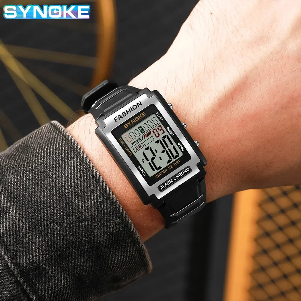 Men's Rectangular Sports Electronic Watch