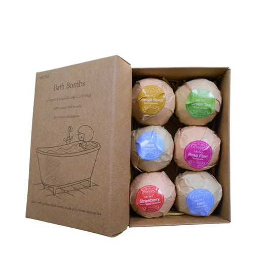 6Pcs Aromatherapy Bubble Bath Bombs with Coconut Oil