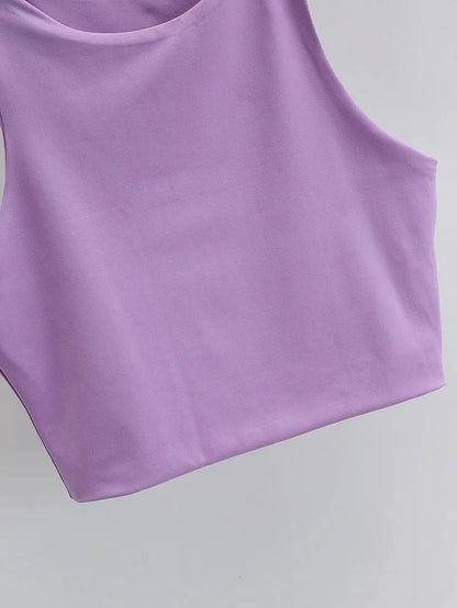 Sexy Slim Tops O-neck Sleeveless Double Nylon Tank Tops 6 Colors