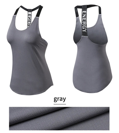 Gym Tops Sleeveless Tops Letter Backless Shirt