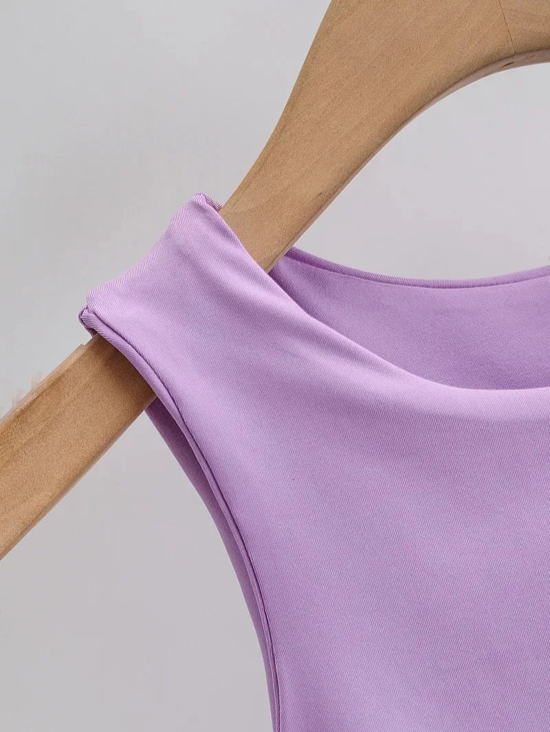 Sexy Slim Tops O-neck Sleeveless Double Nylon Tank Tops 6 Colors