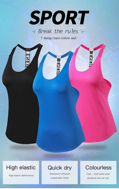 Gym Tops Sleeveless Tops Letter Backless Shirt