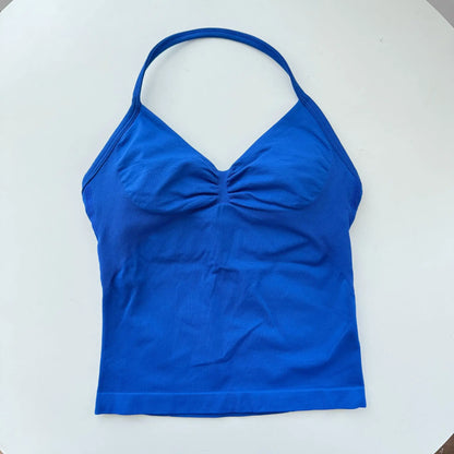 Strappy Yoga Top - Backless  Built-in Bra & Removable Cups for Running