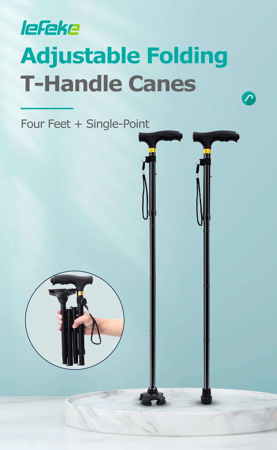 Foldable Walking Cane Lightweight Adjustable Heavy Duty