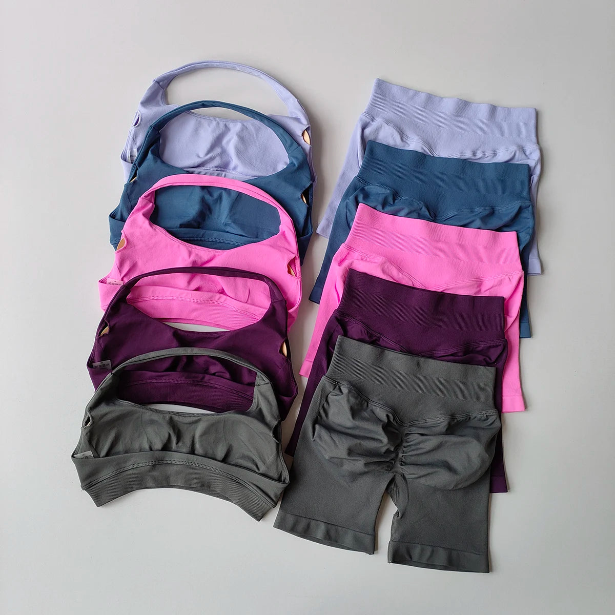 2 Pieces Yoga Suit Halter Sports Bra Matching Impact Shorts