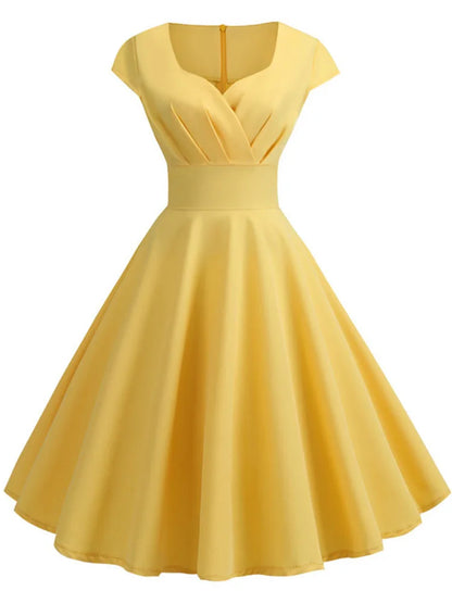 Pink Summer V Neck Vintage Robe Party  Dresses