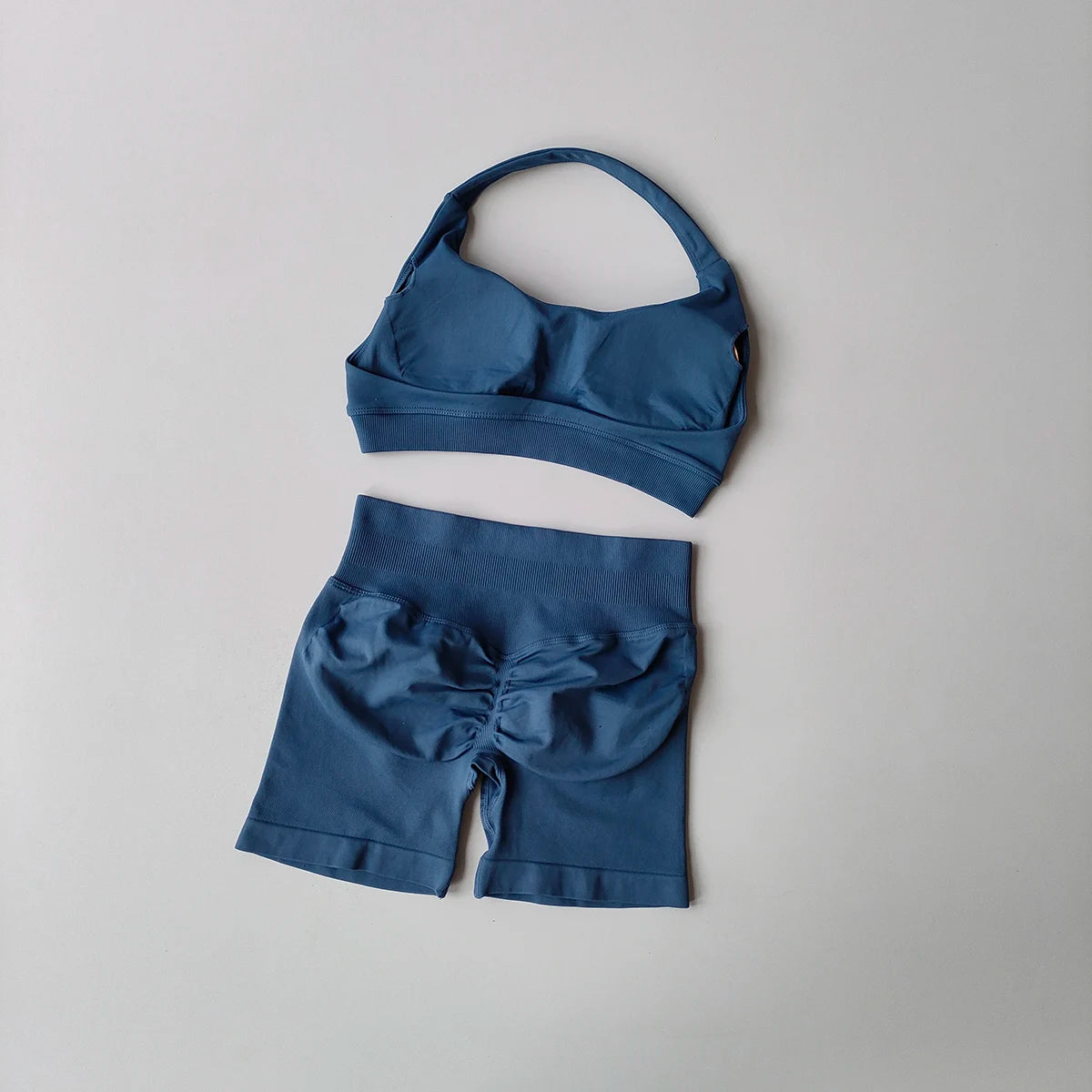 2 Pieces Yoga Suit Halter Sports Bra Matching Impact Shorts