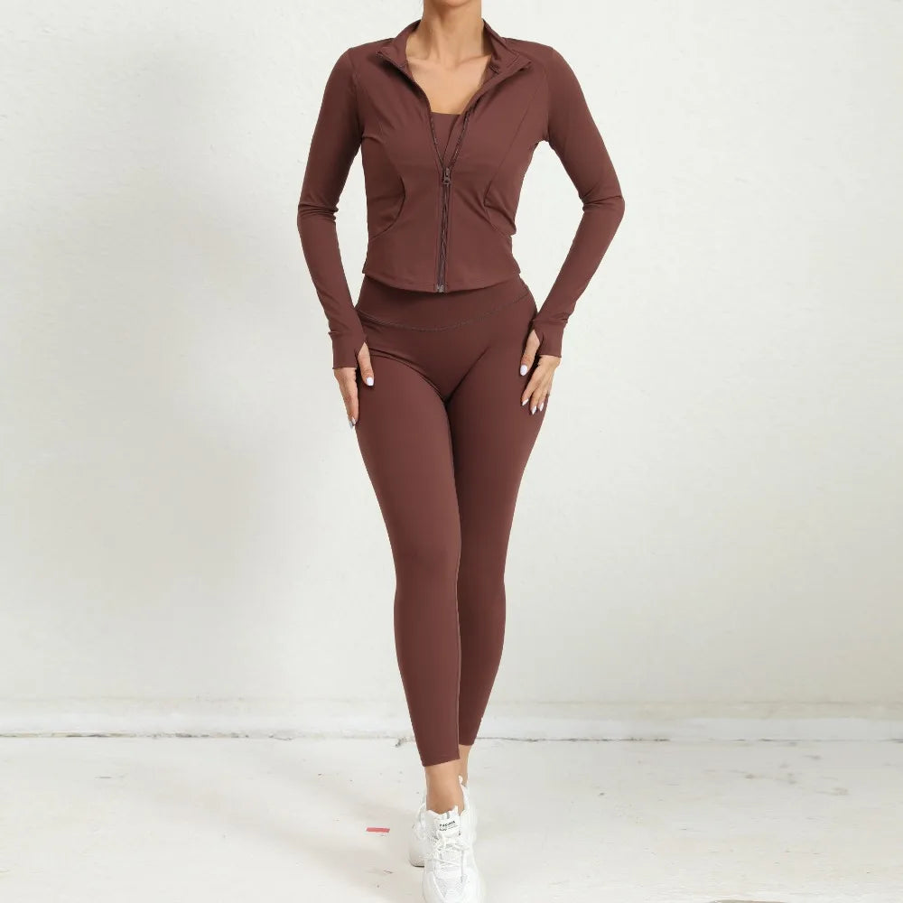 2 Pcs Gym Set  Jacket With Matching Leggings