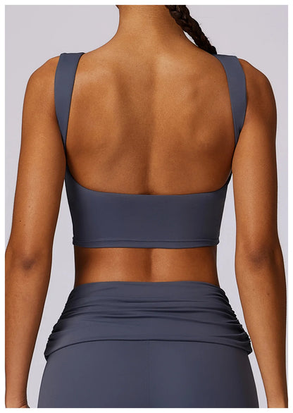 Sports Bra  Open Back Yoga Breathable Slim Fit  Tank Top With Removable Pads