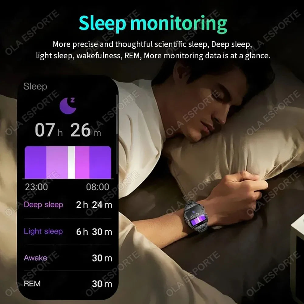 Military Smart Watch Men Outdoor Sports Fitness Tracker